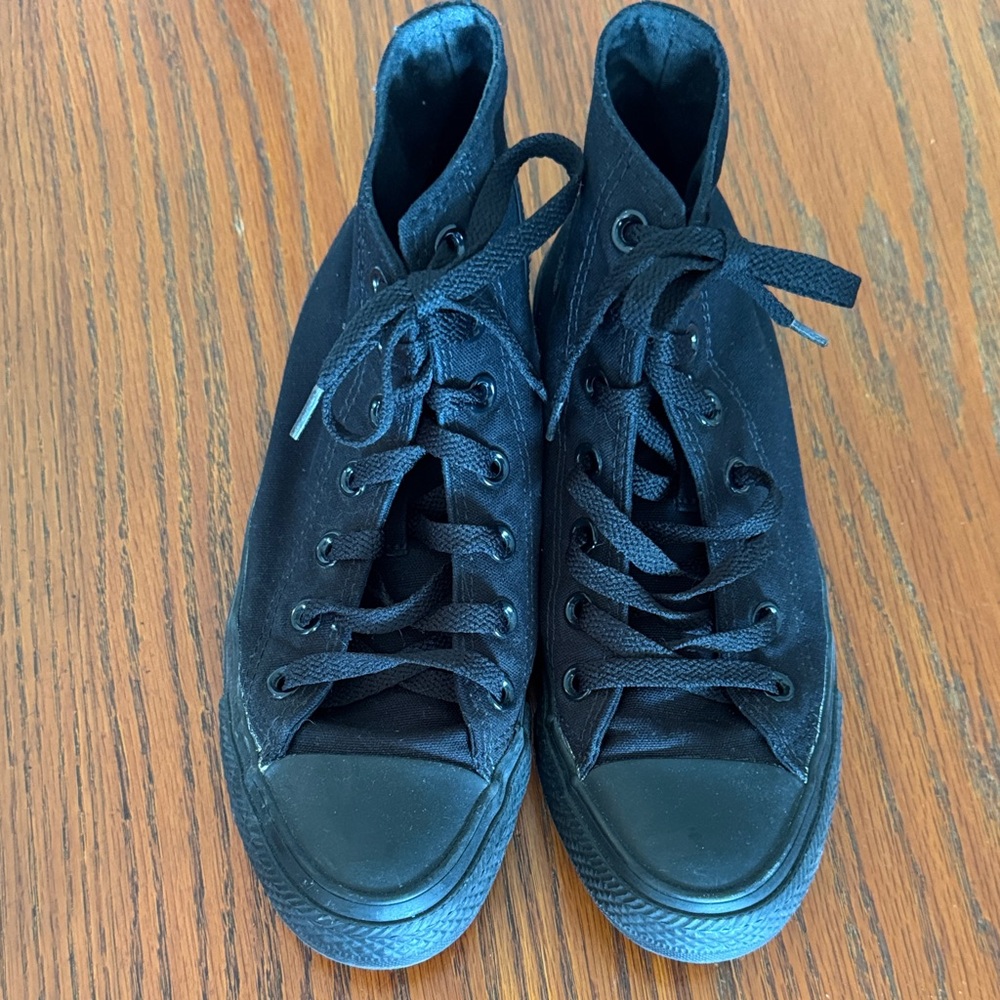 Women's All-Black High-Top Canvas Sneakers